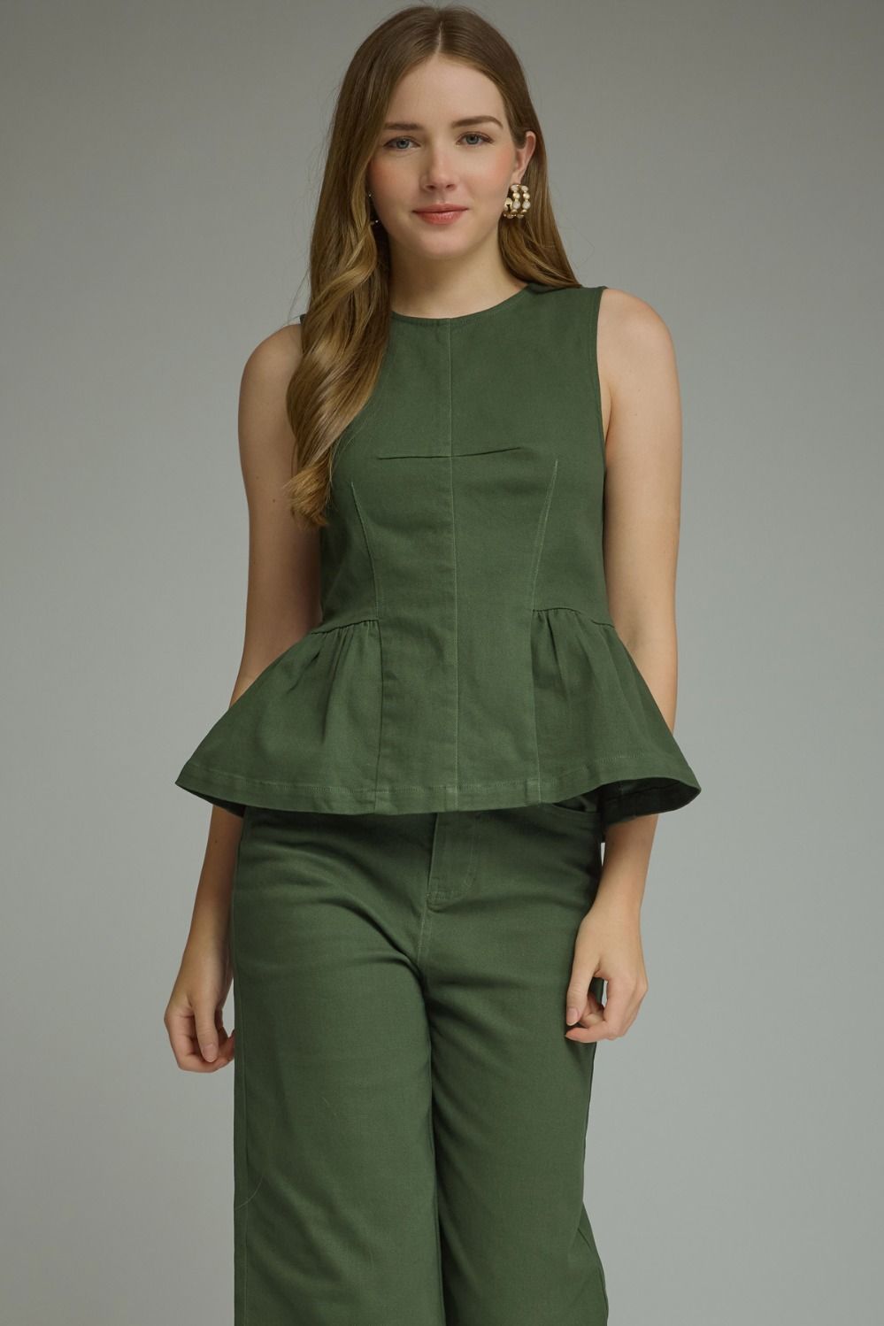 Olive Hour Structured Peplum Top