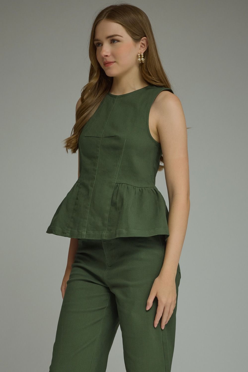 Olive Hour Structured Peplum Top