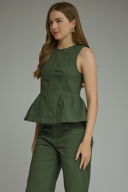 Olive Hour Structured Peplum Top