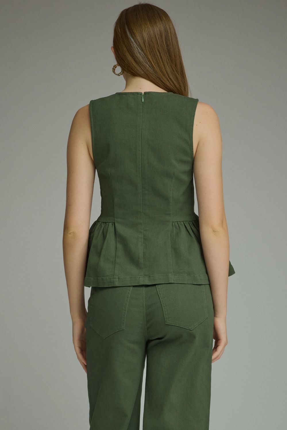 Olive Hour Structured Peplum Top