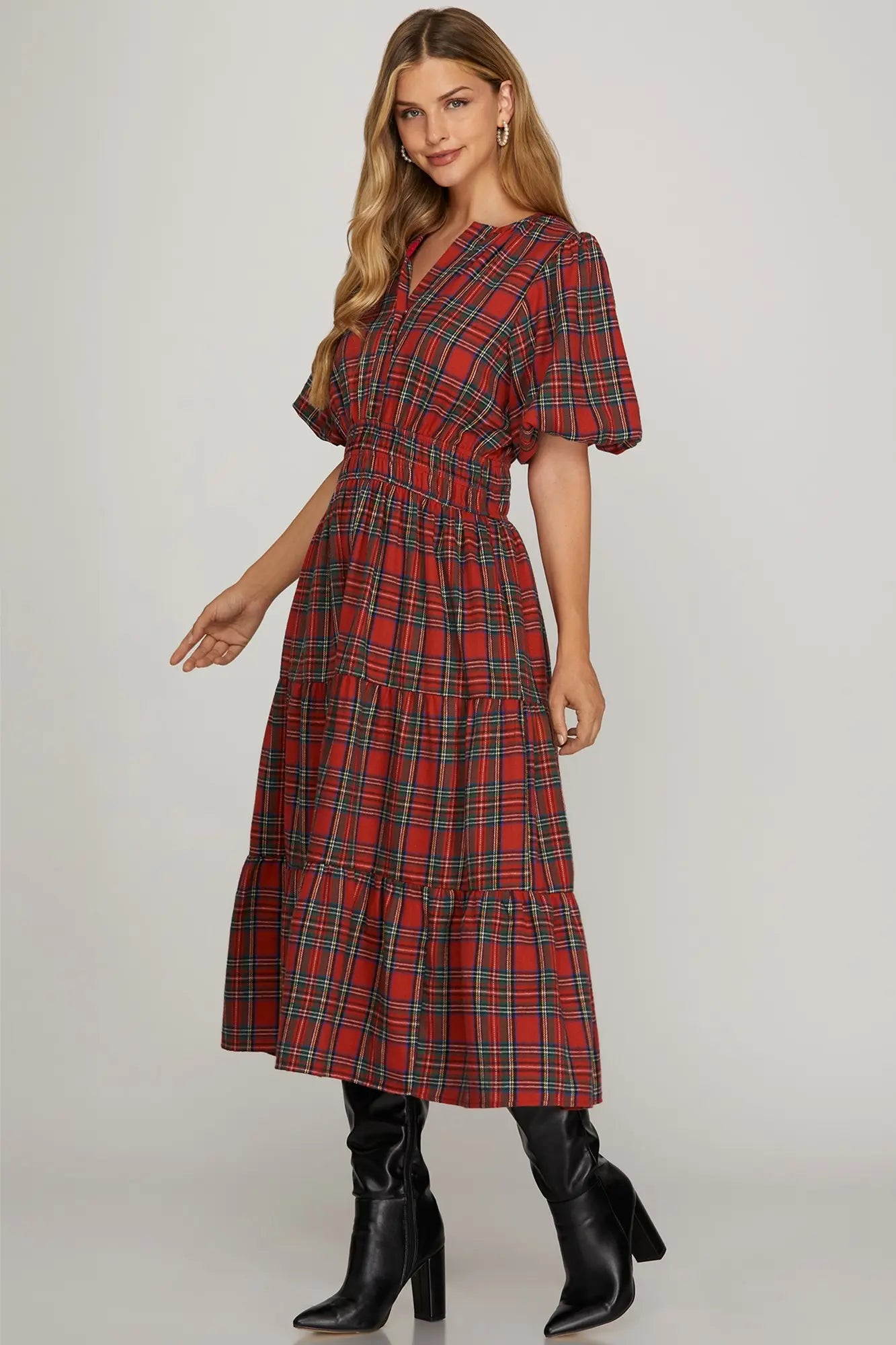 Christmas Plaid Maxi Dress - Twisted Sisters Shoetique