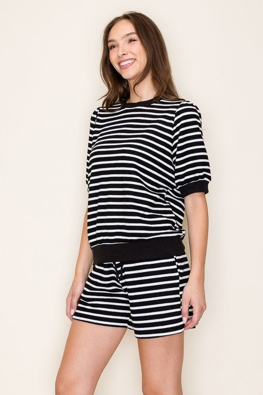 Puff Sleeve Stripe Top