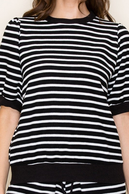 Puff Sleeve Stripe Top