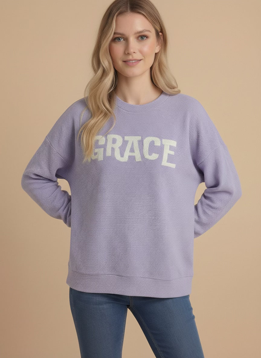 Amazing Grace Cloudy Knit Top – Lavender