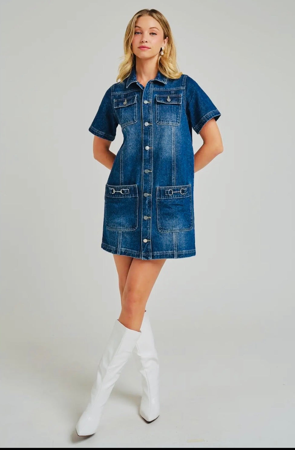 Western Denim Mini Shirt Dress