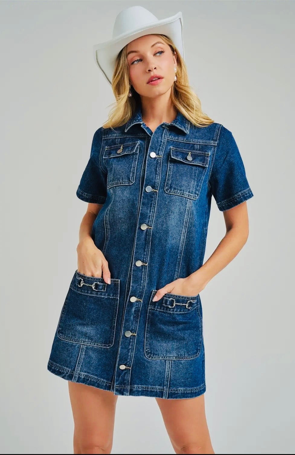 Western Denim Mini Shirt Dress