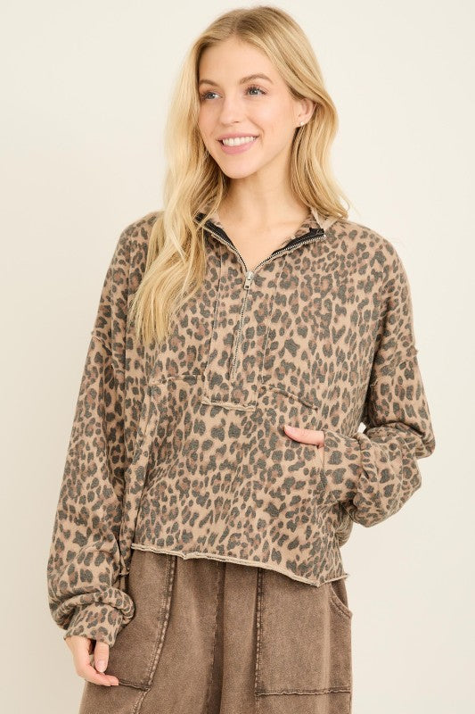 Cheetah Half Zip Pullover