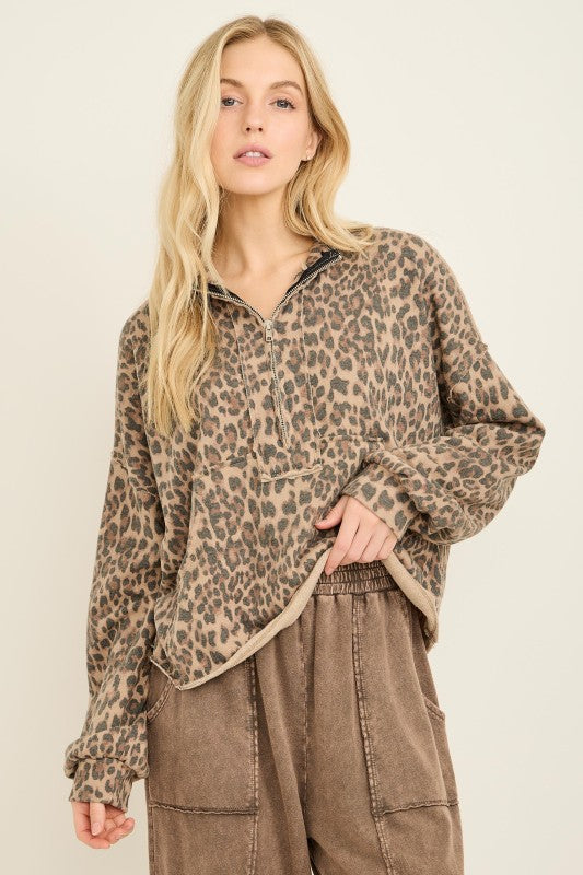 Cheetah Half Zip Pullover