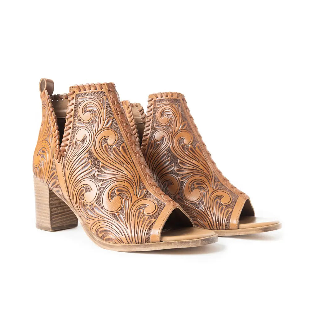 Persimmonee Peep-Toe Booties by Myra