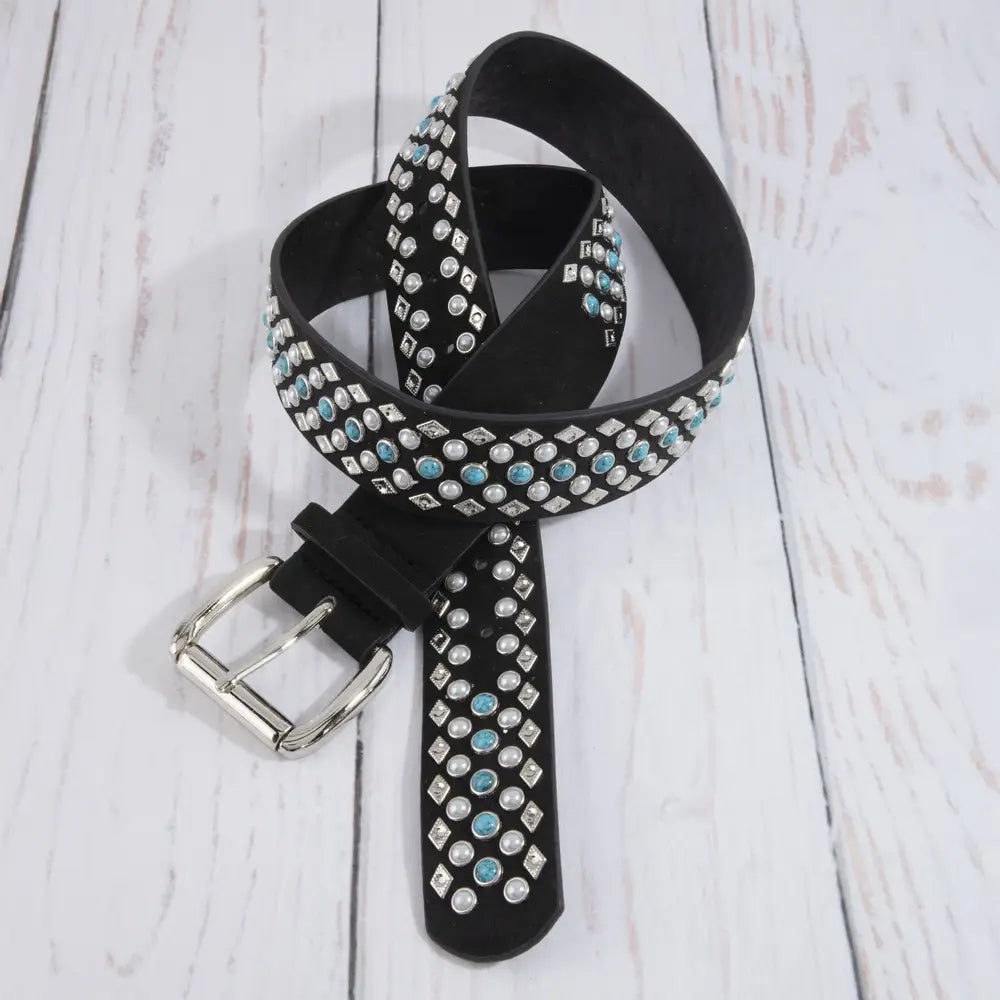 Rhinestone Rodeo Turquoise Studded Belt