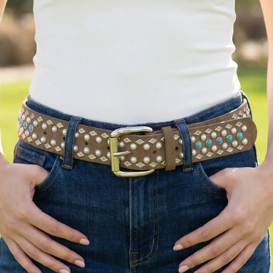 Rhinestone Rodeo Turquoise Studded Belt