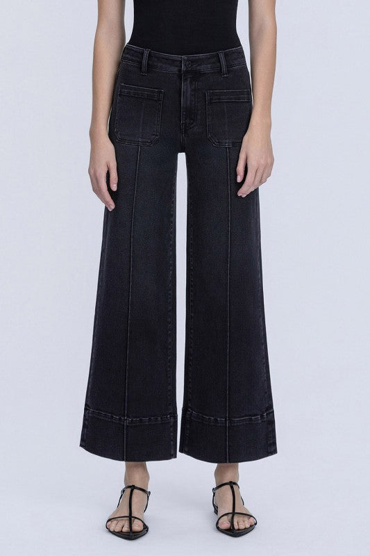 On The Edge High Rise Wide Leg Jeans
