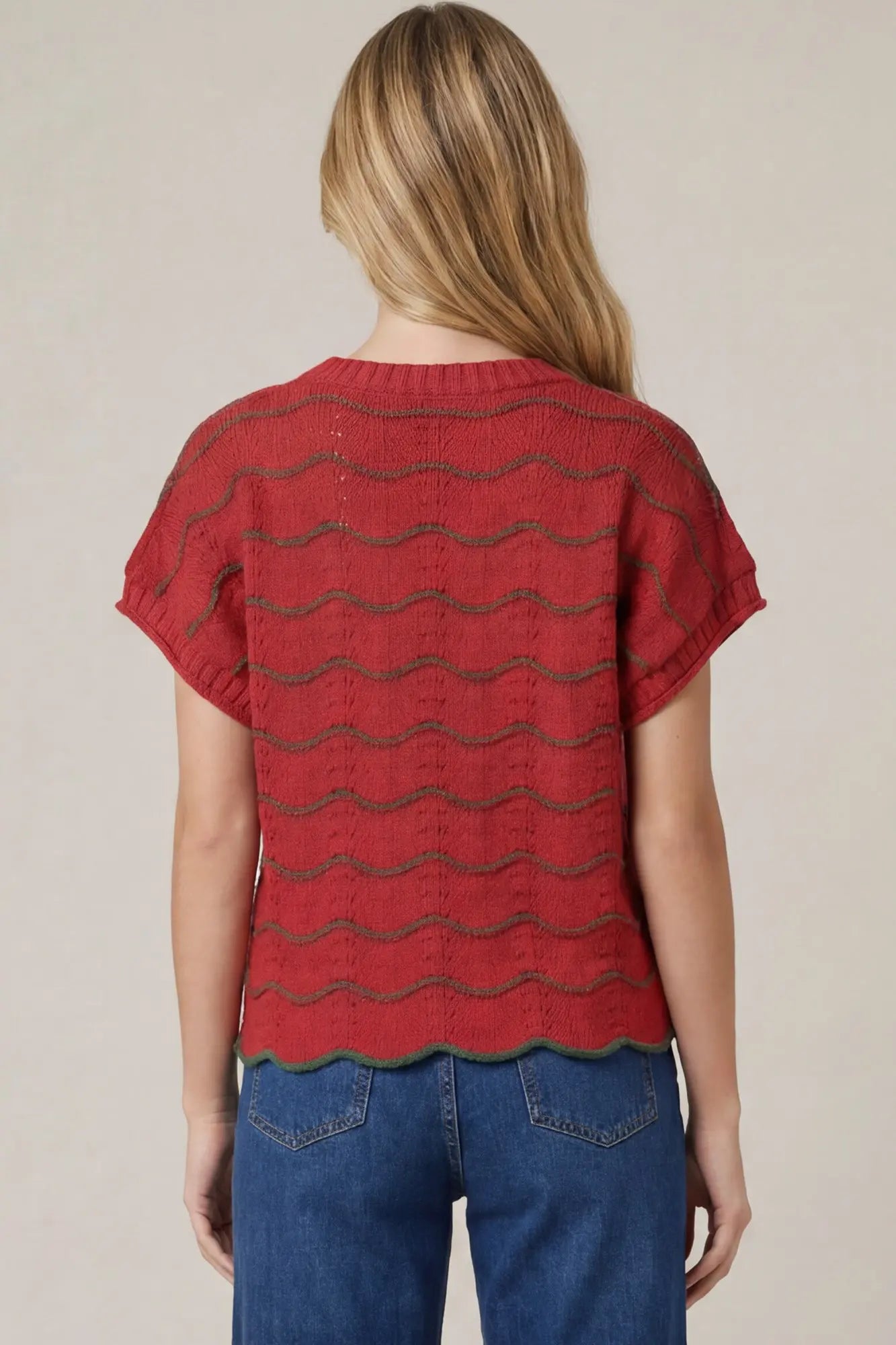 Sweet Talk Scallop Stripe Sweater