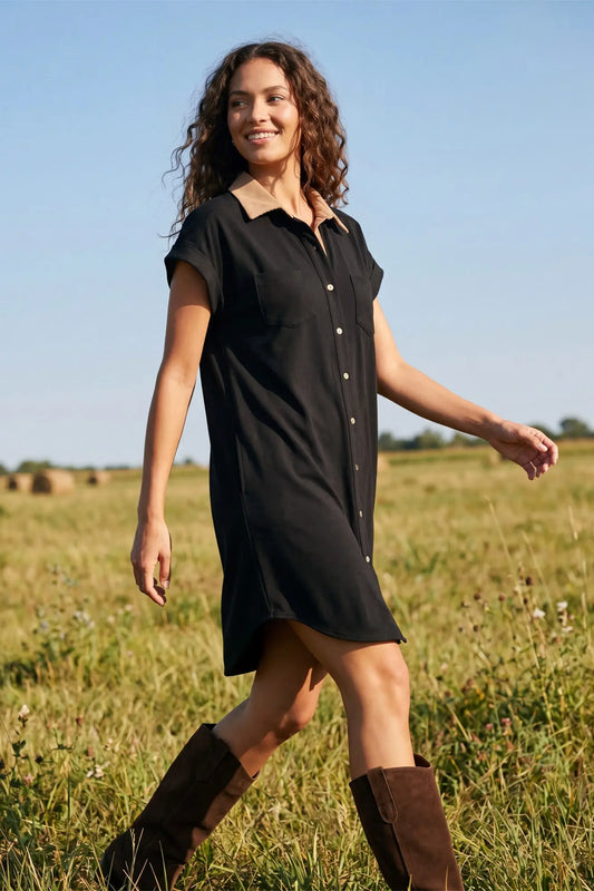 The Ranch House Contrast Collar Shirt Dress