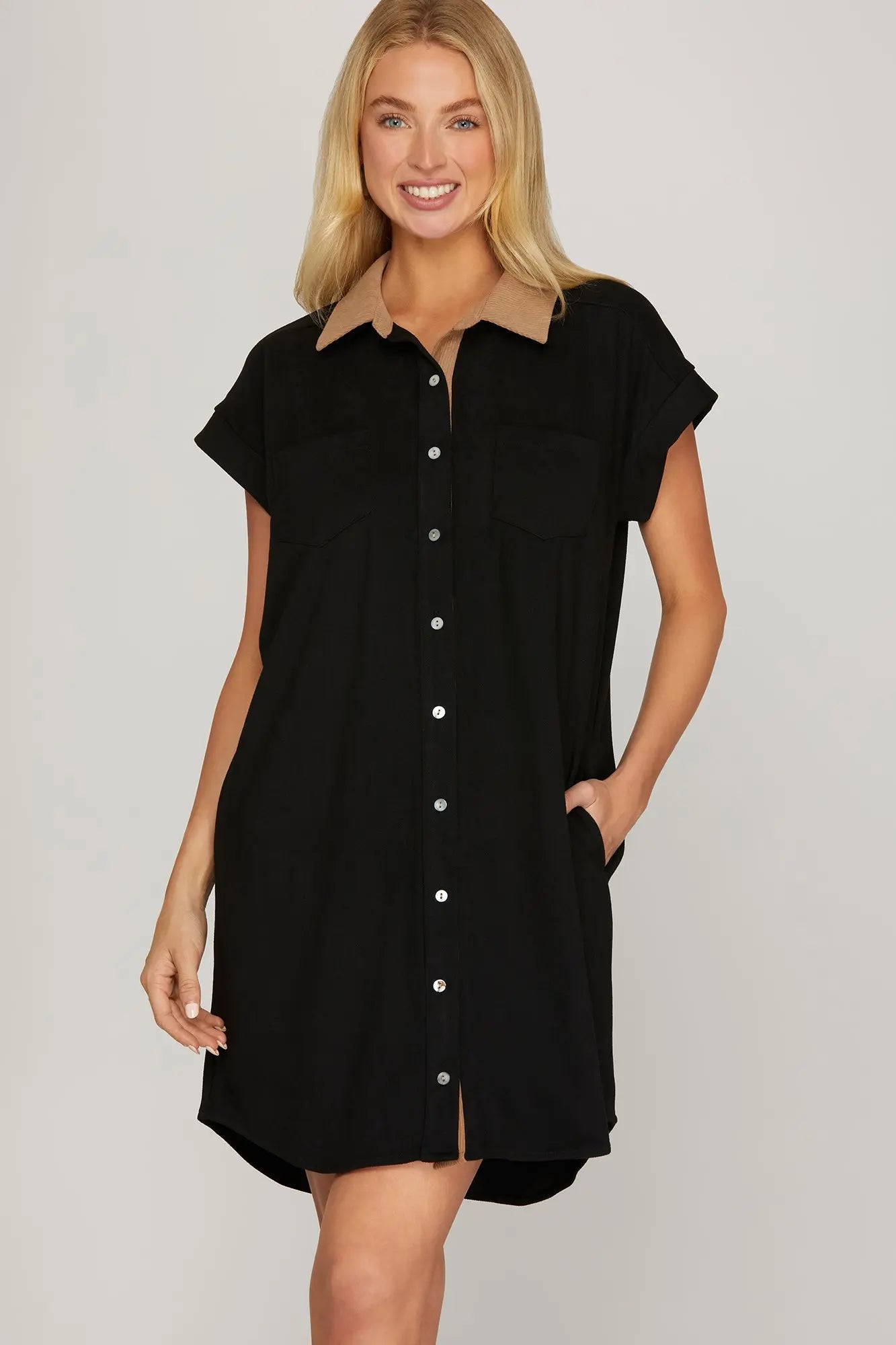 The Ranch House Contrast Collar Shirt Dress