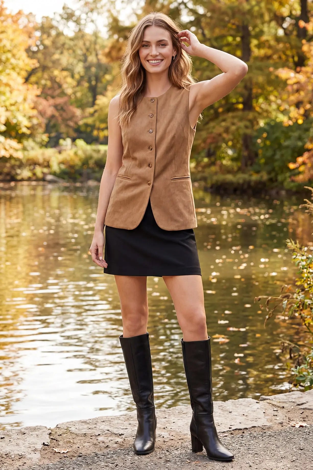 Saddle Up Faux Suede Button-Down Vest