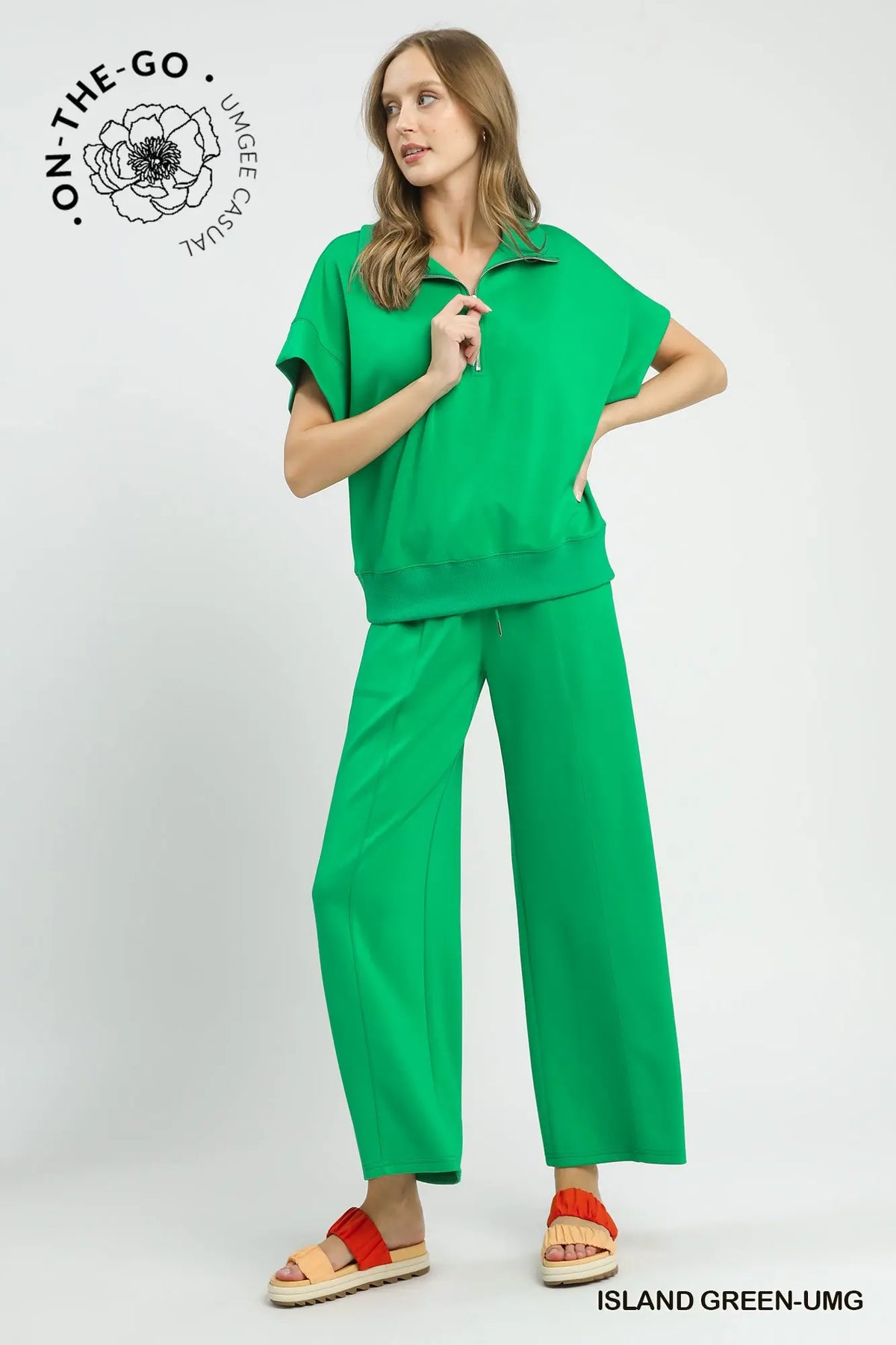 Emerald Ease Wide Leg Pants