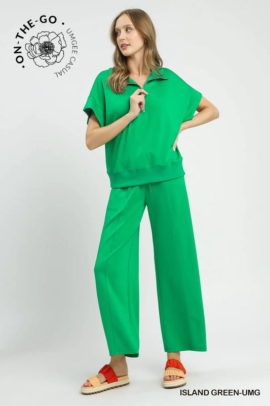 Emerald Ease Wide Leg Pants