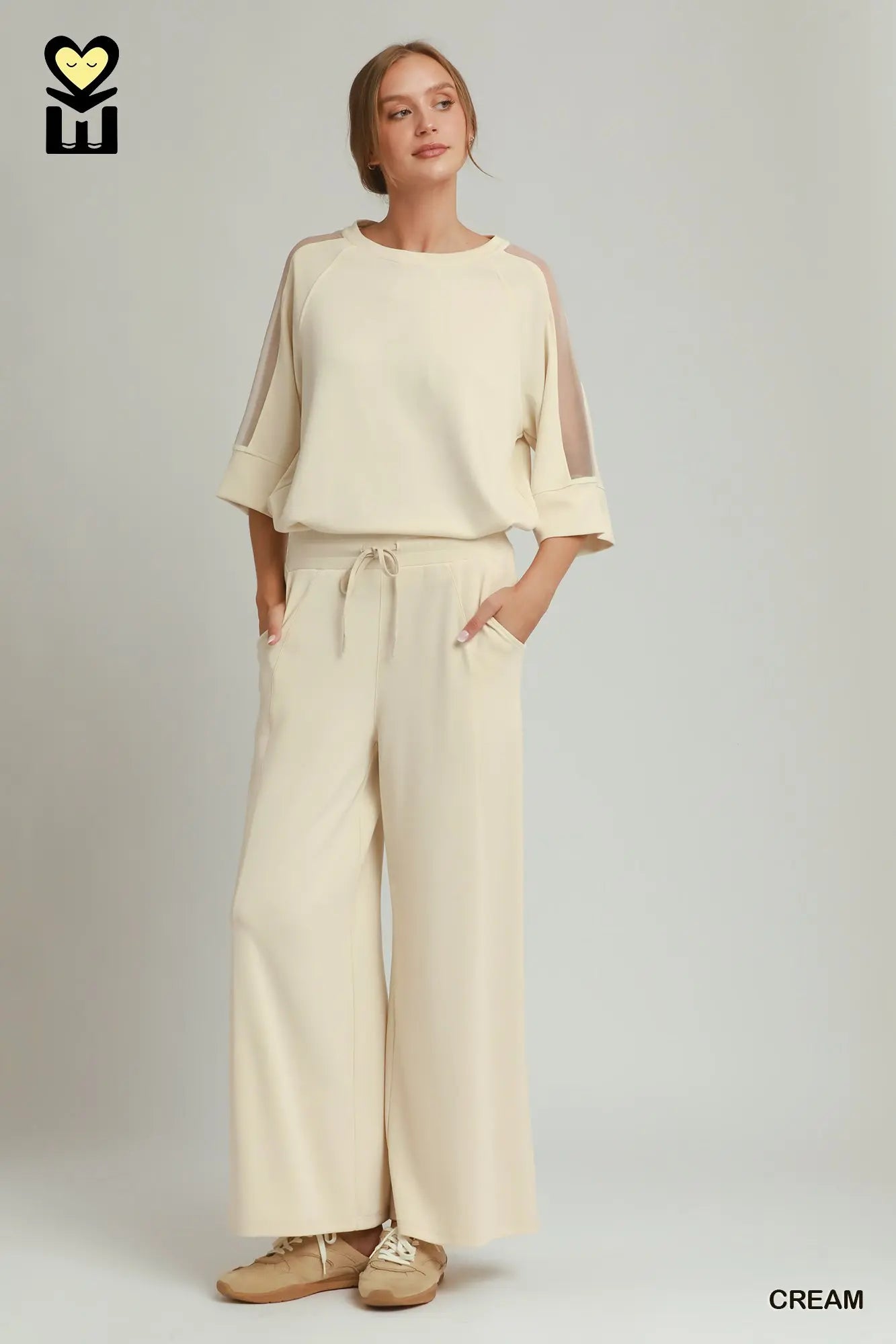 Select LuxeKnit Wide Leg Lounge Pants – Cream