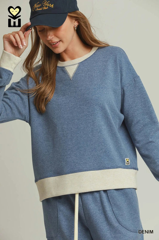 Cloud Nine DreamPlush Contrast Sweatshirt – Denim
