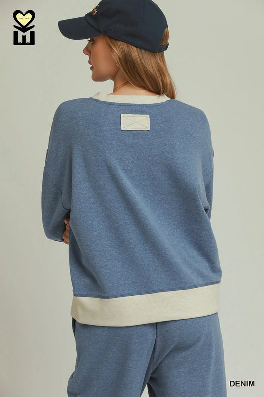 Cloud Nine DreamPlush Contrast Sweatshirt – Denim