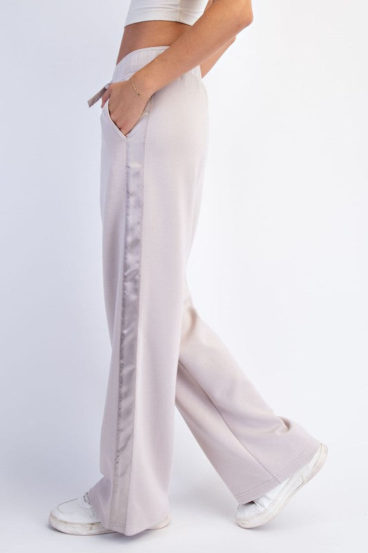 Luxe Satin Stripe Pants-Cream
