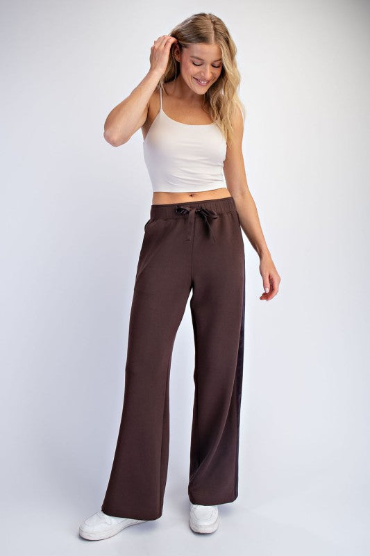 Luxe Satin Stripe Pants-Espresso