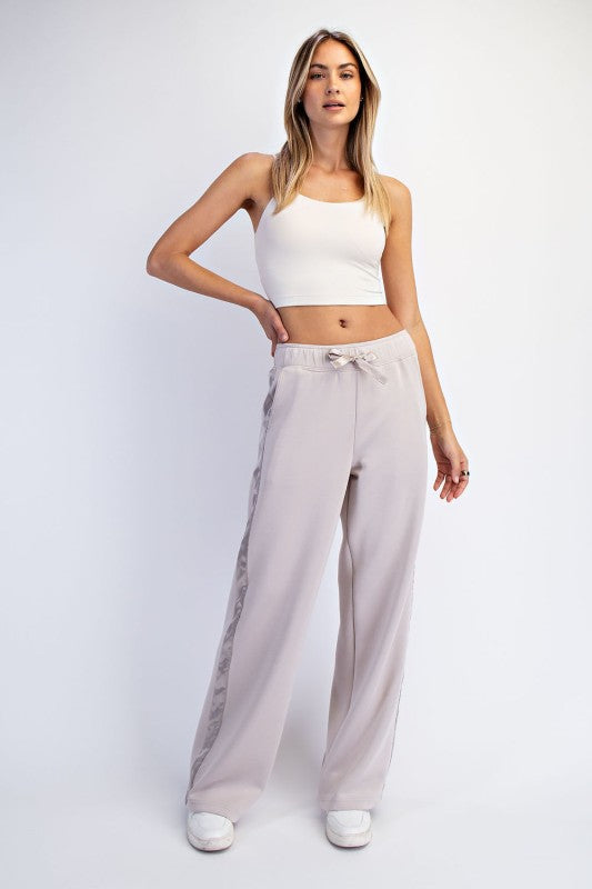 Luxe Satin Stripe Pants-Cream