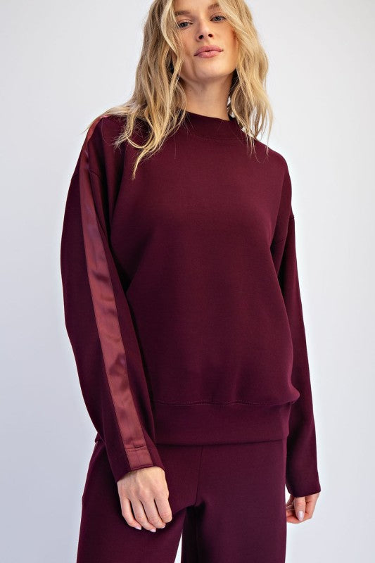 Luxe Satin Stripe Top-Cherry