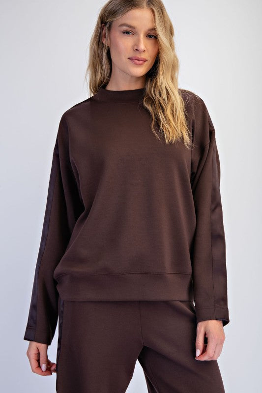 Luxe Satin Stripe Top-Espresso