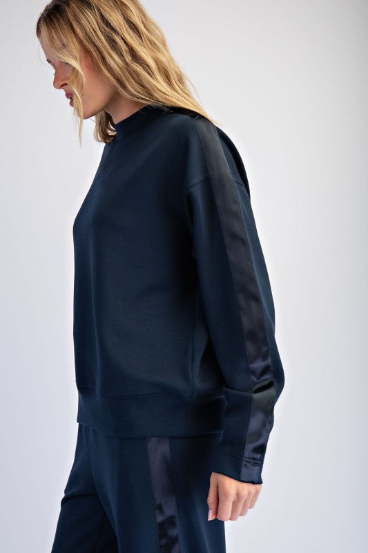 Luxe Satin Stripe Top-Teal