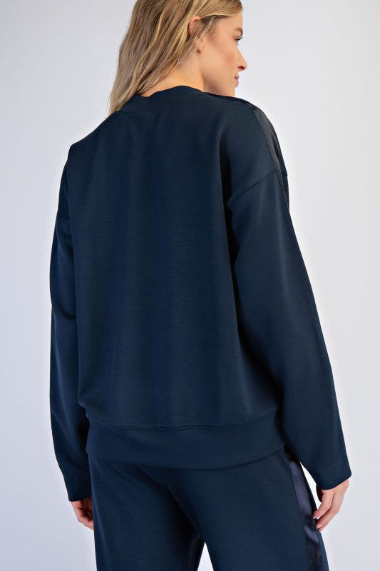 Luxe Satin Stripe Top-Teal