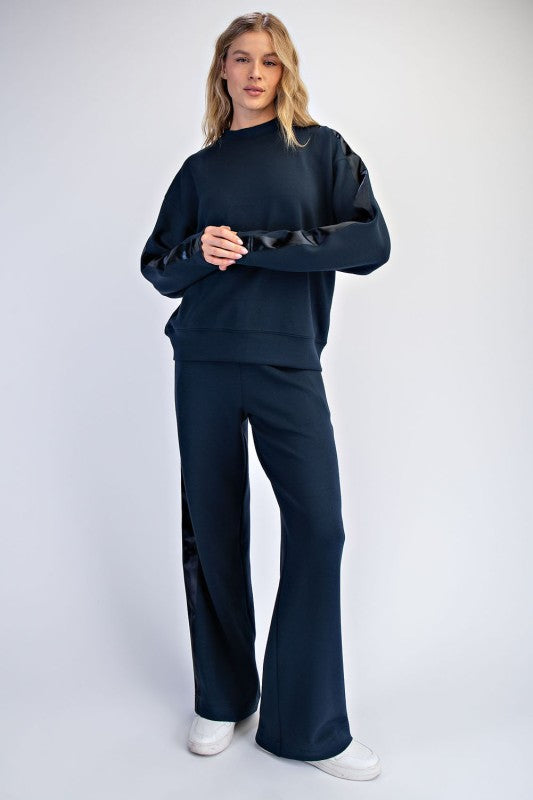 Luxe Satin Stripe Top-Teal