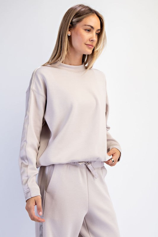 Luxe Satin Stripe Top-Cream