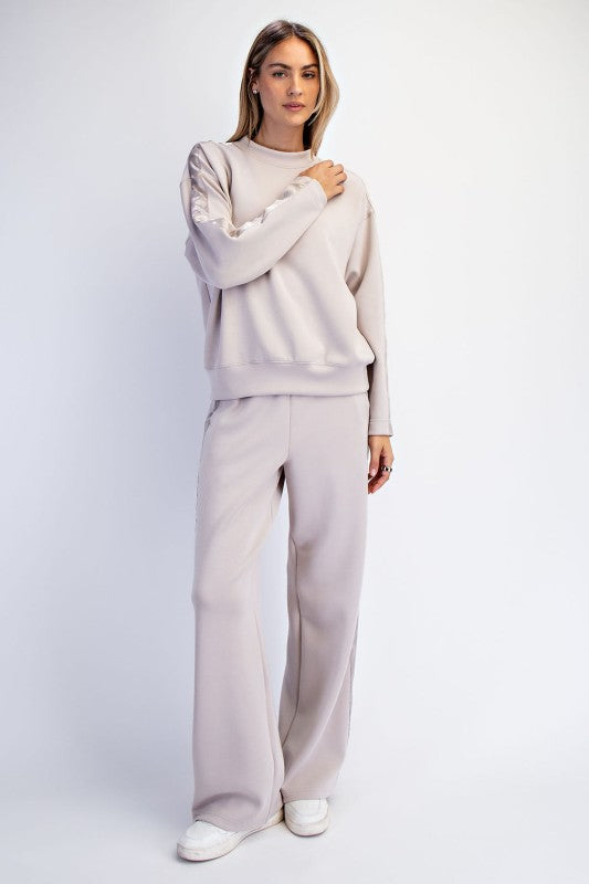 Luxe Satin Stripe Top-Cream