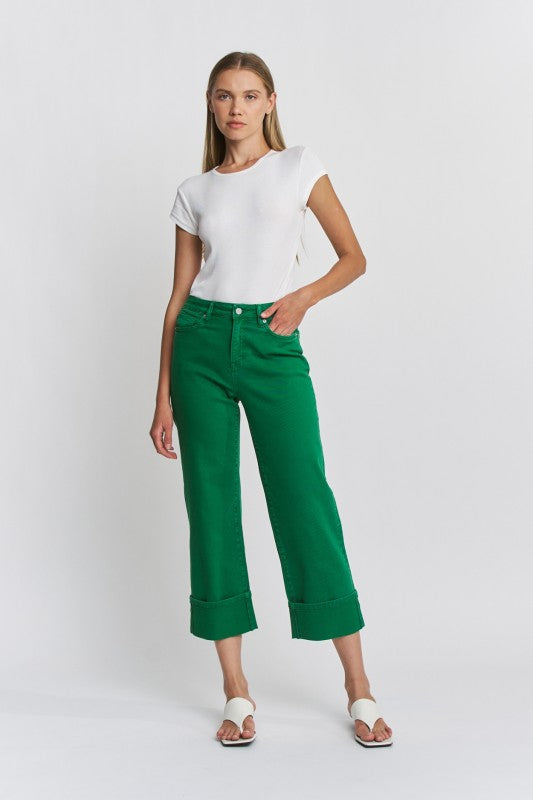 Mica Denim-Green Cuff Jeans