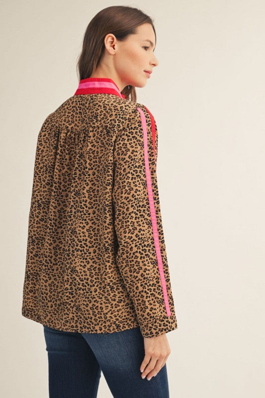 Pop of Pink Leopard Zip Top