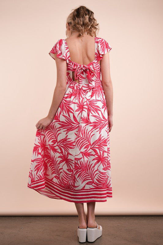 Tropical Print Midi Dress