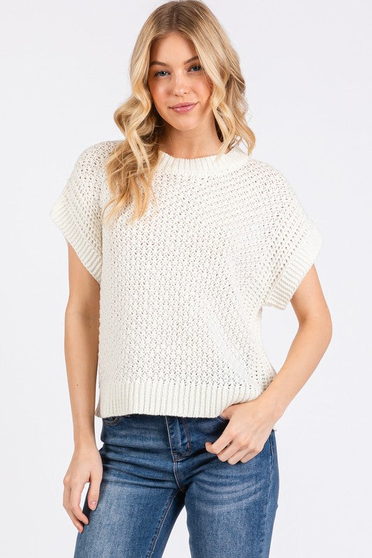 cream oversized knit sweater drop sleeve