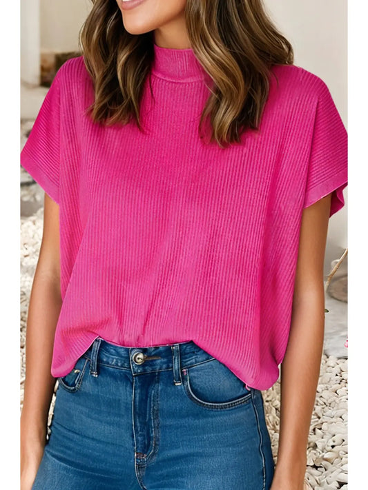 Pretty in Pink Ribbed Blouse