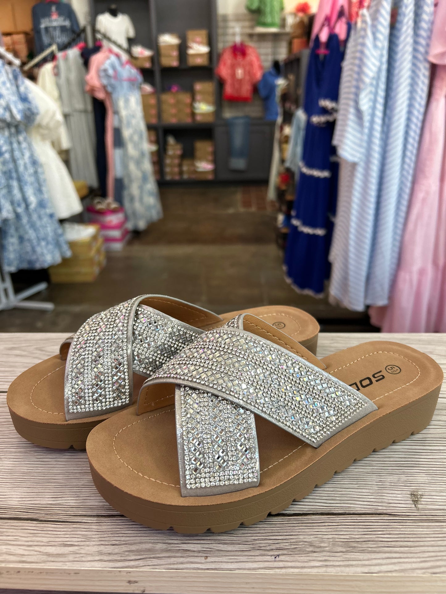 Soda-Mystic Rhinestone Sandals