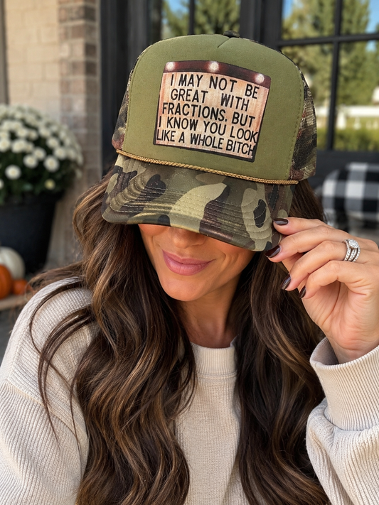 Whole B*tch Camo Trucker Hat - Twisted Sisters Shoetique