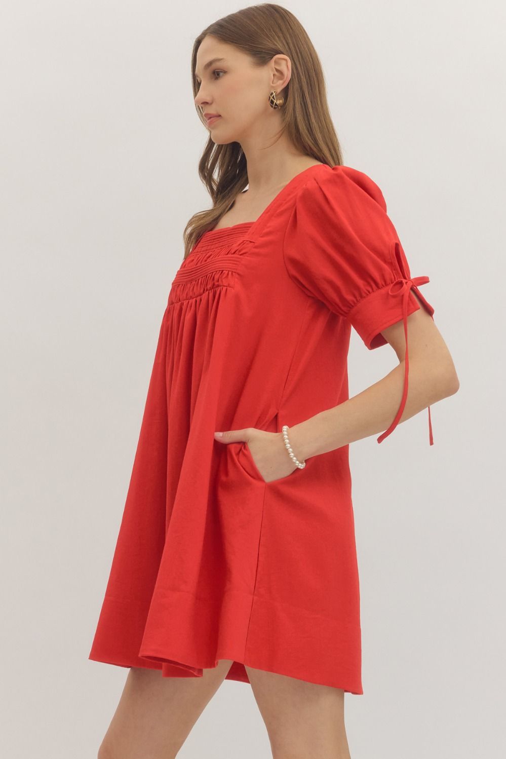 Ruby Red Puff Sleeve Mini Dress - Twisted Sisters Shoetique