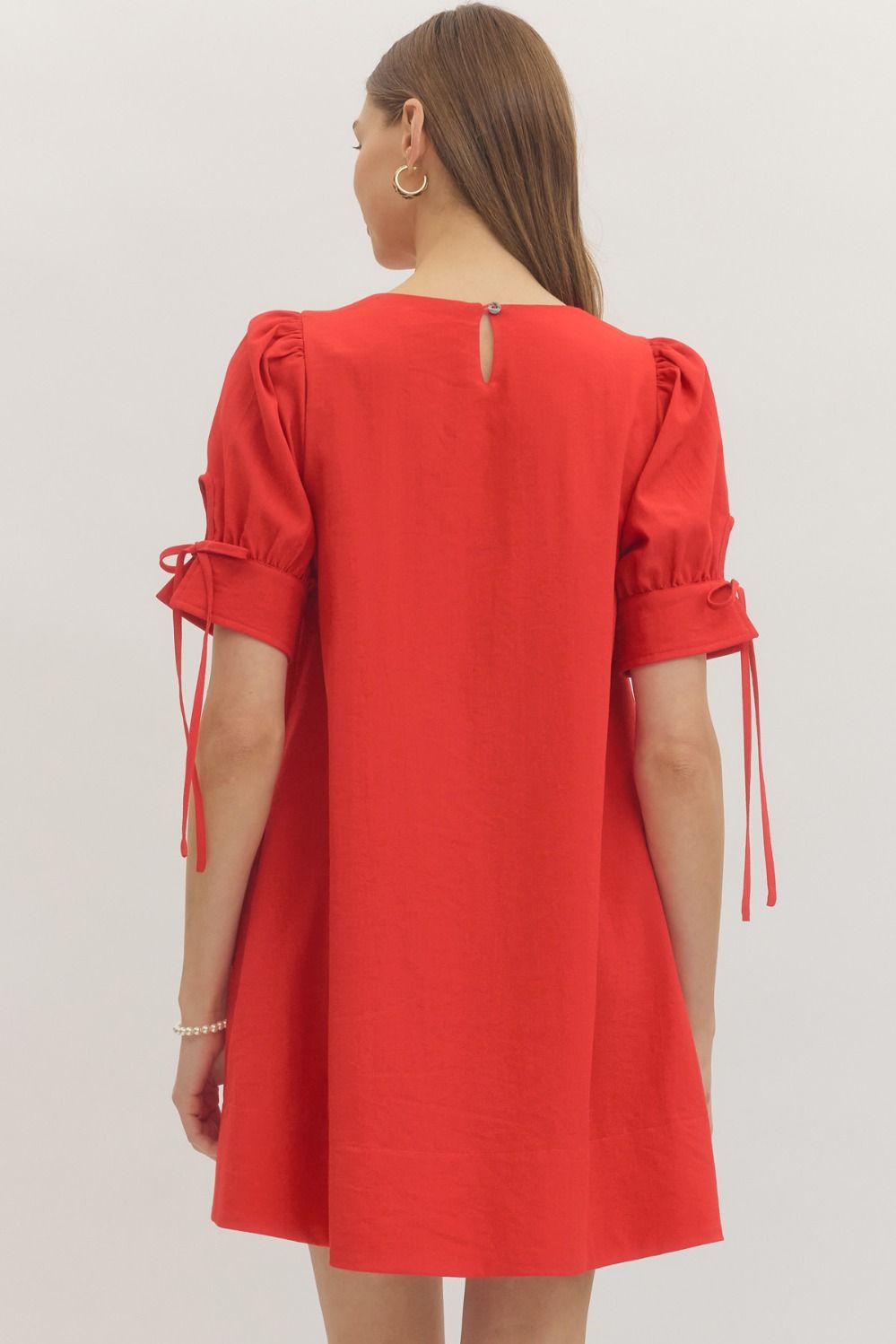 Ruby Red Puff Sleeve Mini Dress - Twisted Sisters Shoetique