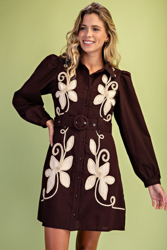 Saddle & Stitch Appliqué Shirt Dress