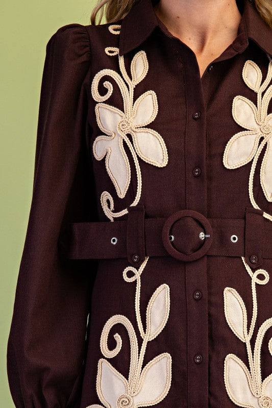 Saddle & Stitch Appliqué Shirt Dress