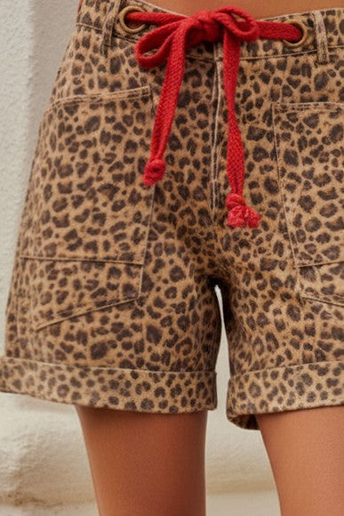 Wild Side Leopard Drawstring Shorts - Twisted Sisters Shoetique