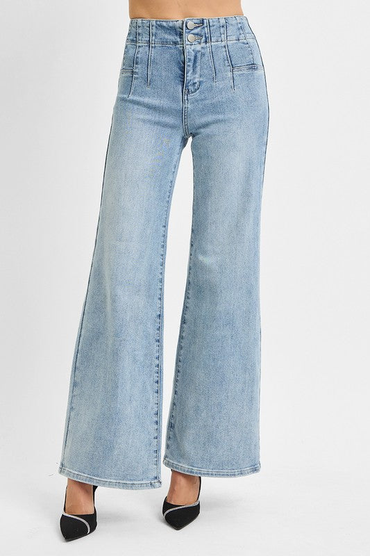 Uptown High Rise Wide Leg Jeans - Twisted Sisters Shoetique