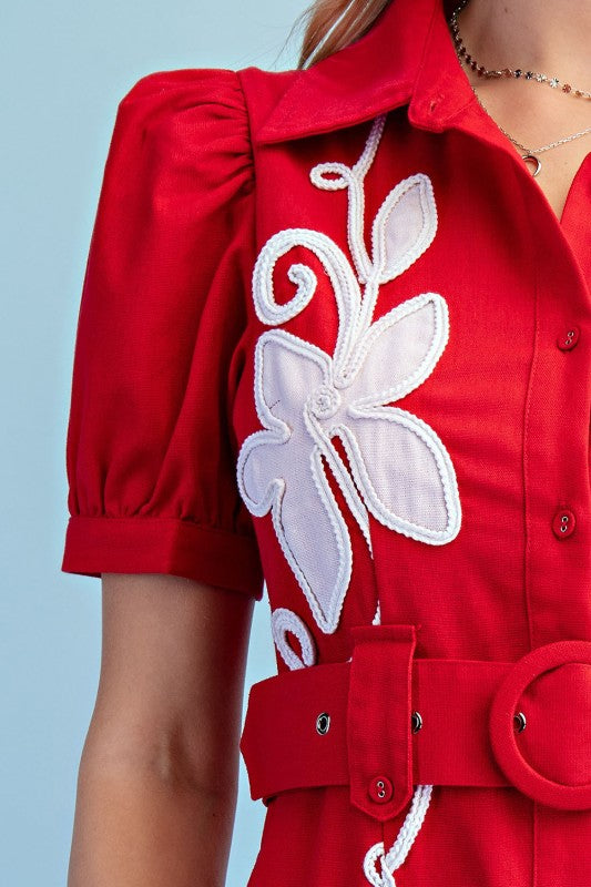 Cherry Blossom Linen Shirt Dress - Twisted Sisters Shoetique