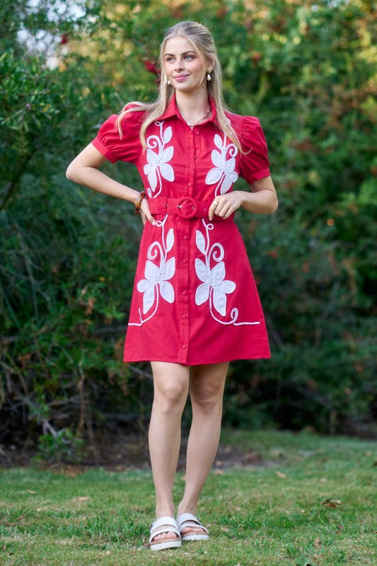 Cherry Blossom Linen Shirt Dress - Twisted Sisters Shoetique